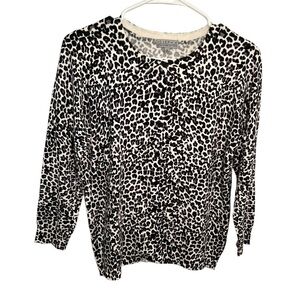 Joseph A Cardigan Sweater Cream Black Animal Print